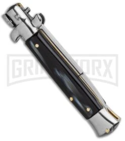 Frank B. 7.5" Italian Stiletto Simulated Dark Horn Auto Knife - Polish Bayonet 8 Frank B. 7.5" Italian Stiletto Simulated Dark Horn Auto Knife - Polish Bayonet -Kershaw Shop Frank B 7.5 Italian Stiletto Automatic Knife Imitation Horn 3.25 Polish Bayo BHQ 118530 LS Side large