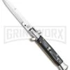 Frank B. 7.5" Italian Stiletto Simulated Dark Horn Auto Knife - Polish Bayonet -Kershaw Shop Frank B 7.5 Italian Stiletto Automatic Knife Imitation Horn 3.25 Polish Bayo BHQ 118530 LS large