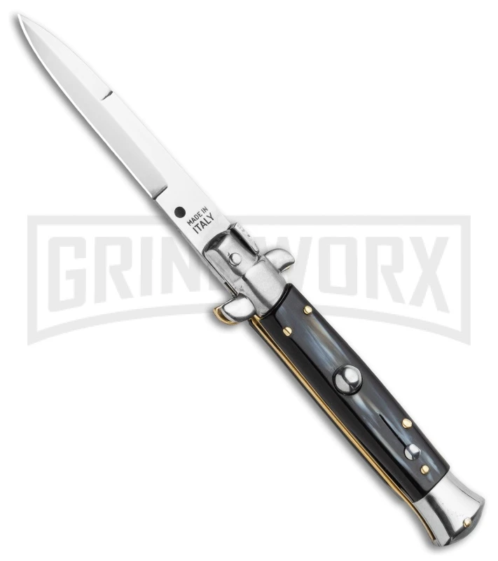 Frank B. 7.5" Italian Stiletto Simulated Dark Horn Auto Knife - Polish Bayonet 3 Frank B. 7.5" Italian Stiletto Simulated Dark Horn Auto Knife - Polish Bayonet