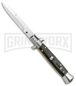 Frank B. 7.5" Italian Stiletto Bayo Dark Horn Automatic Knife - Polish