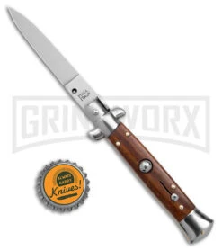 Frank B. 7.5" Italian Stiletto Cocobolo Wood Automatic Knife - Satin Flat -Kershaw Shop Frank B 7.5in Italian Stiletto Cocobolo Wood Automatic Satin Flat GX 41277 jr bottlecap large