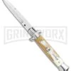 Frank B. Italian Stiletto 7.5" Honey Horn Automatic Knife - Polish Bayonet -Kershaw Shop Frank B 7.5in Italian Stiletto Honey Horn Auto Polish Bayo GX 36623 jr large