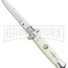 Frank B 7.5" Italian Stiletto Imitation Ivory Automatic Knife - Polish Bayonet -Kershaw Shop Frank B 7.5in Italian Stiletto Imitation Ivory Auto Polish Bayo GX 36625 jr large