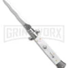 Frank B. 9" Italian Stiletto White Pearlex Automatic Knife - Kriss