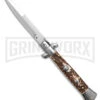Frank B. 9" Italian Stiletto Stag Automatic Knife - Bayonet -Kershaw Shop Frank B 9in Italian Stiletto Automatic Knife Stag Horn 4in Polish Bayonet BHQ 184026 hd large