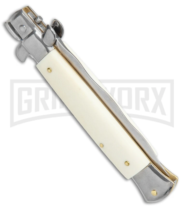 Frank B. 9" Bone Automatic Stiletto Knife - Kris Satin Plain 5 Frank B. 9" Bone Automatic Stiletto Knife - Kris Satin Plain - Image 3