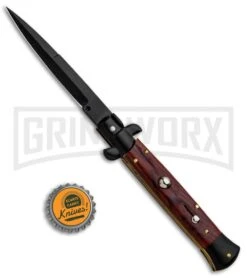 Frank B. 9" Italian Stiletto Cocobolo Wood Automatic Knife - Bayo Black -Kershaw Shop Frank B 9in Italian Stiletto Cocobolo Wood Auto Bayo Black GX 31974 jr bottlecap large