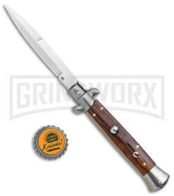 Frank B. 9" Italian Stiletto Palisander Wood Automatic Knife - Polish Bayonet -Kershaw Shop Frank B 9in Italian Stiletto Palisander Wood Auto Polish Bayo BHQ 141099 jr bottlecap large