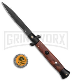 Frank B. 9" Italian Stiletto Sim Wood Automatic Knife - Bayo Black -Kershaw Shop Frank B 9in Italian Stiletto Sim Wood Auto Teflon Bayo Black GX 39236 jr bottlecap large