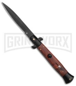 Frank B. 9" Italian Stiletto Sim Wood Automatic Knife - Bayo Black