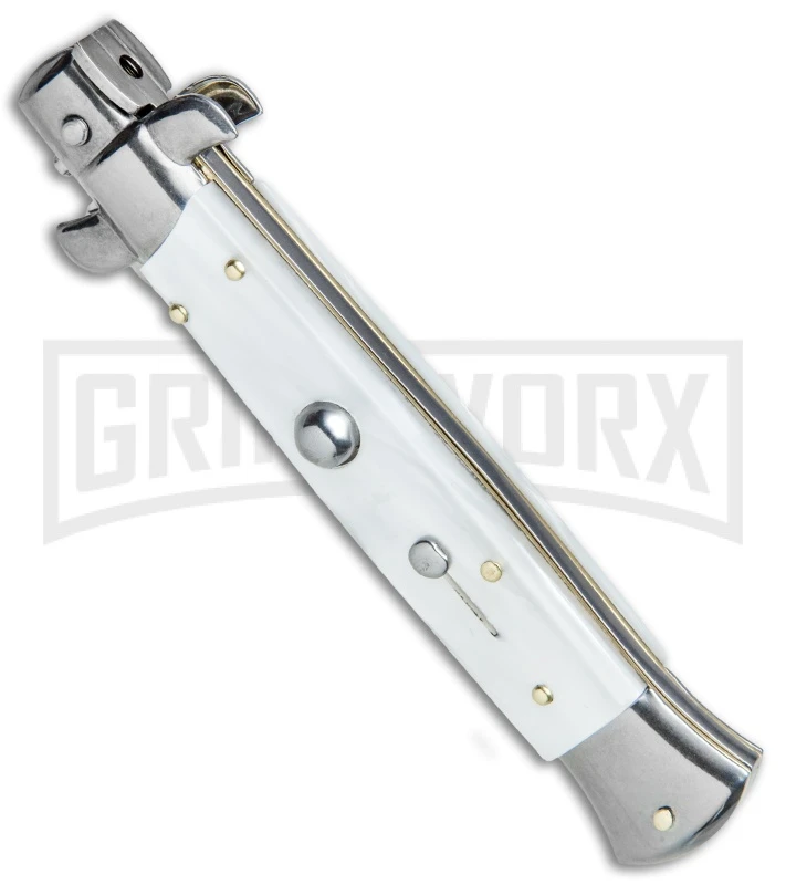 Frank B. 9" Pearlex Automatic Stiletto Knife - Kris Satin Plain 4 Frank B. 9" Pearlex Automatic Stiletto Knife - Kris Satin Plain - Image 2