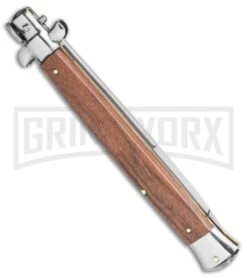 Frank B. 13" Wood Italian Stiletto Automatic Knife - Bayonet Satin Plain -Kershaw Shop Frank B. 13 Italian Stiletto Bayonet Automatic Knife Wood 6 Satin GX 36116 LS Side large