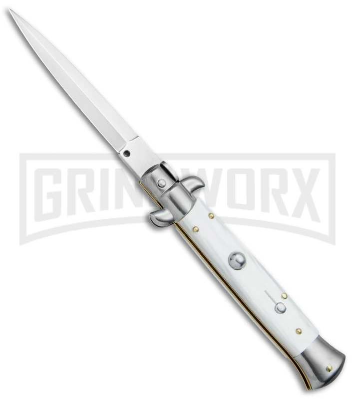 Frank B 9" Italian Stiletto Snow White Automatic Knife - Dagger 3 Frank B 9" Italian Stiletto Snow White Automatic Knife - Dagger