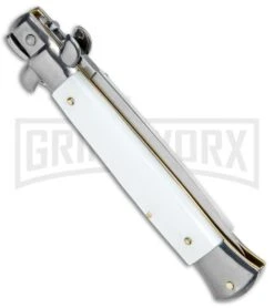 Frank B 9" Italian Stiletto Snow White Automatic Knife - Dagger 8 Frank B 9" Italian Stiletto Snow White Automatic Knife - Dagger -Kershaw Shop Frank B. 9in Stiletto Snow White Dagger Satin Plain BP 5025 jr side large