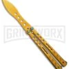 Gold Balisong Trainer Butterfly Knife - Gold Dull -Kershaw Shop Gold Balisong Trainer Butterfly Knife Gold Finish GX 37657 td large