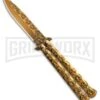 Gold Skull Balisong Butterfly Knife - Gold Plain -Kershaw Shop Gold Skull Balisong Drop Point Butterfly Knife GX 37608 td large