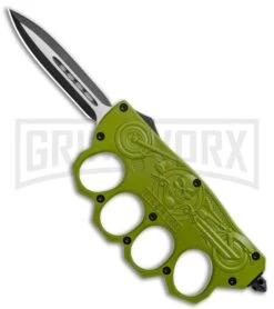 Green OTF Automatic Knuckle Knife Biker USA - Dagger Two-Tone