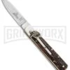 Hubertus 6.25" Small Slimline Lever Lock Stag Automatic Knife - Satin Plain -Kershaw Shop Hubertus 6.23in Small Slimline LL Stag Auto Satin 68.112.HH .09 GX 32280 jr large