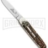 Hubertus 6.75" Oval Spear Point Lever Lock Stag Automatic Knife - Satin Plain 1 Hubertus 6.75" Oval Spear Point Lever Lock Stag Automatic Knife - Satin Plain -Kershaw Shop Hubertus 6.75in Oval SP LL Stag Auto Satin 68.115.HH .09 GX 32277 jr large