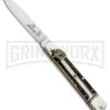 Hubertus 8" Slimline Spear Point Lever Lock Stag Automatic Knife - Satin Plain