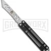 Instaknives Black Aluminum Balisong Tanto Trainer/Live Blade - Satin Dull/Plain -Kershaw Shop Instaknives Black Balisong Tanto Trainer Blade GX 37598 jr large