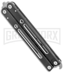 Instaknives Black Aluminum Balisong Tanto Trainer/Live Blade - Satin Dull/Plain -Kershaw Shop Instaknives Black Balisong Tanto Trainer Blade GX 37598 jr side large