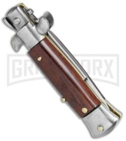 4.5" Italian Mini Stiletto Gonzo Wood Automatic Knife - Bayonet Satin -Kershaw Shop Italian Mini Stiletto Bayo Auto Gonzo Wood Satin BHQ 78290 jr side large