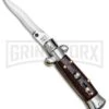 4.5" Italian Mini Stiletto Gonzo Wood Automatic Knife - Kris Satin