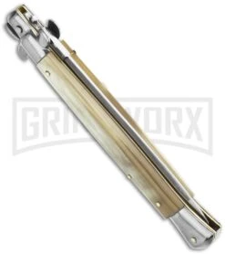 Frank B. 11" Blonde Horn Stiletto Automatic Knife (Bayo) -Kershaw Shop Italian stilleto honey 19 side large