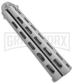 Jaguar Gray Balisong Butterfly Knife - Satin Serr -Kershaw Shop Jaguar Gray balisong butterfly satin serr BP 0283 er spine large