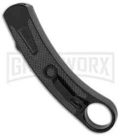 Karambit OTF-102 Black Carbon Fiber OTF Knife - Two-Tone Plain -Kershaw Shop Karambit OTF 102 Black CF TT Plain GX 34165 jr side large