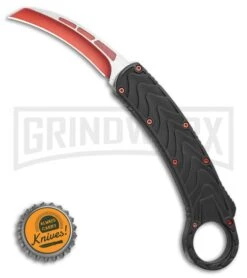 Karambit OTF Hawksbill Knife Black/Red Stainless Steel - Two Tone Red Plain -Kershaw Shop Karambit OTF Black Red Knife Two Tone Red Satin Plain GX 36482 LS Bottlecap large