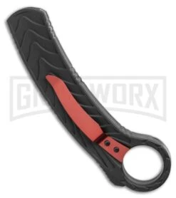 Karambit OTF Hawksbill Knife Black/Red Stainless Steel - Two Tone Red Plain -Kershaw Shop Karambit OTF Black Red Knife Two Tone Red Satin Plain GX 36482 LS Side large