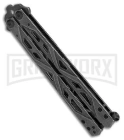 Kershaw Balanza Black Stonewash Steel Butterfly Trainer Knife - Black SW Dull -Kershaw Shop Kershaw Balanza Knife Black SW BHQ 178512 jr side large