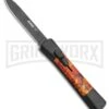 AKC Concord Autumn Camo OTF Flat Grind Automatic Knife - Black Plain