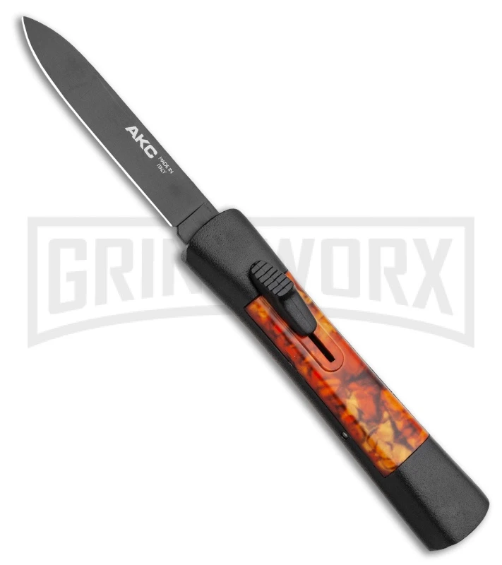 AKC Concord Autumn Camo OTF Flat Grind Automatic Knife - Black Plain 3 AKC Concord Autumn Camo OTF Flat Grind Automatic Knife - Black Plain