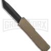 Lightning Tan D/A OTF Automatic Knife - Tanto Black Serr -Kershaw Shop Lighting Tan DA OTF AK Tanto Black Serr GX 41285 td large