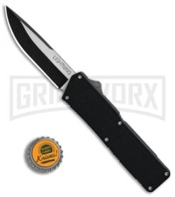 Lightning Black D/A OTF Automatic Knife - Two-Tone Plain -Kershaw Shop Lightning Black DA Two Tone Plain BP 30337 er bottlecap large