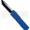 Lightning Blue D/A OTF Automatic Knife - Tanto Two Tone Serr -Kershaw Shop Lightning Blue DA OTF Auto TT Dagger Serr GX 39047 jr large