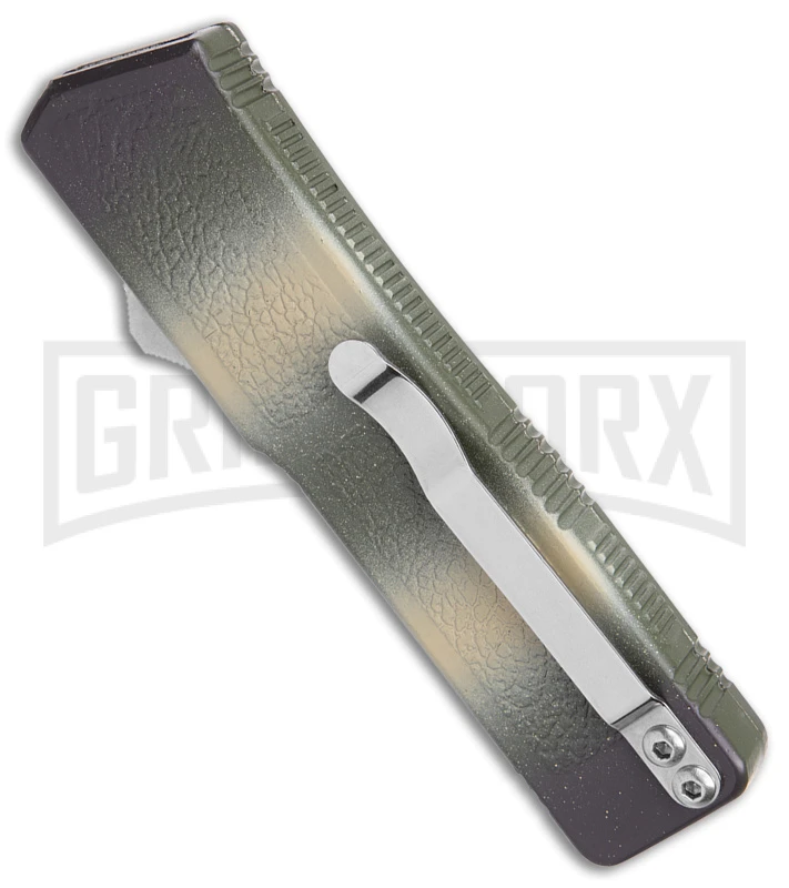 Lightning Camo D/A OTF Automatic Knife Tanto-Two Tone Black Serr 5 Lightning Camo D/A OTF Automatic Knife Tanto-Two Tone Black Serr - Image 3