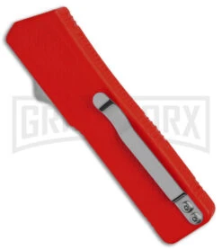 Lightning D/A Red Aluminum OTF Automatic Knife - Dagger Black Serrated -Kershaw Shop Lightning DA Red Aluminum OTF Automatic Knife Dagger Black Serr GX 18694 td side large