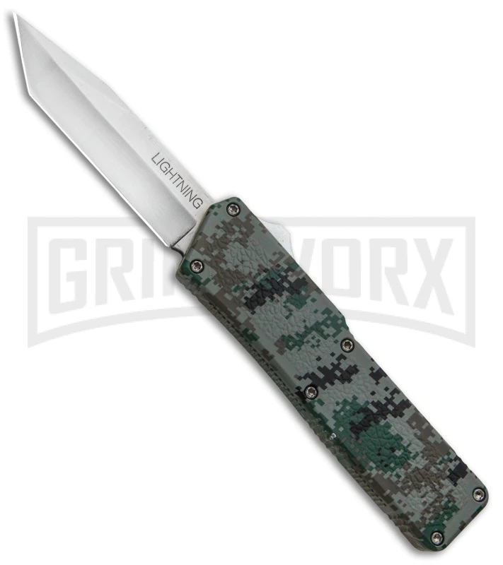 Lightning Digi Camo D/A OTF Automatic Knife - Tanto Satin 3 Lightning Digi Camo D/A OTF Automatic Knife - Tanto Satin