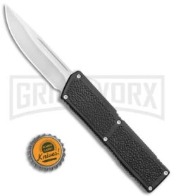 Lightning Elite Black D/A OTF Automatic Knife - Drop Point Satin Plain -Kershaw Shop Lightning Elite Black DA OTF Auto DP Satin GX 35942 jr bottlecap large