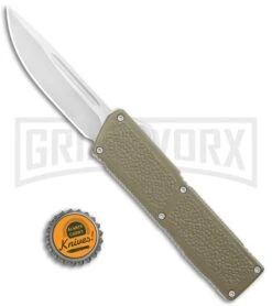 Lightning Elite Desert Tan D/A OTF Automatic Knife - Drop Point Satin Plain -Kershaw Shop Lightning Elite Desert Tano DA OTF Auto DP Satin GX 36303 jr bottlecap large