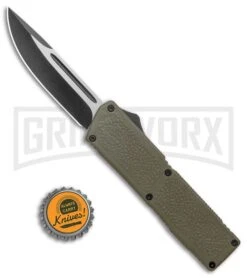 Lightning Elite OD Green D/A OTF Automatic Knife - Drop Point Two-Tone Plain -Kershaw Shop Lightning Elite OD Green DA OTF Auto DP Black GX 37664 jr bottlecap 2 large