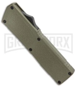 Lightning Elite OD Green D/A OTF Automatic Knife - Drop Point Two-Tone Plain -Kershaw Shop Lightning Elite OD Green DA OTF Auto DP Black GX 37664 jr spine 2 large