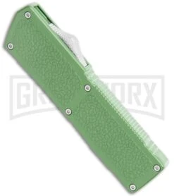 Lightning Elite Sage Green D/A OTF Automatic Knife - Drop Point Satin Plain -Kershaw Shop Lightning Elite Sage Green DA Auto DP Satin GX 36300 jr spine large