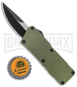 Lightning Fireball OD Green D/A OTF Automatic Knife - Drop Point Black Plain -Kershaw Shop Lightning Fireball OD Green DA OTF Auto Black DP GX 37449 jr bottlecap large