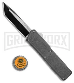Lightning Gray D/A OTF Automatic Knife - Tanto Two Tone -Kershaw Shop Lightning Gray DA OTF Auto Tanto TT GX 34385 jr bottlecap large