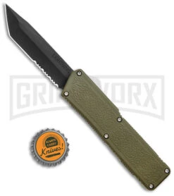 Lightning OD Green D/A OTF Automatic Knife - Tanto Black Serr -Kershaw Shop Lightning OD Green DA OTF Auto Tanto Black Serr GX 39051 jr bottlecap large